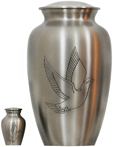 118-A - Brass Urn<br>Silver/w Black<br>Bird