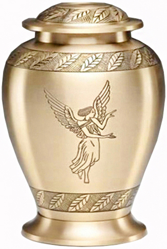 236-A - Brass Urn<br>Gold/w<br>Gold Angel