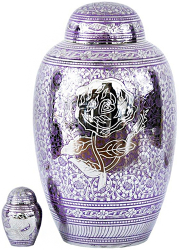 270-A - Brass Urn<br>Rose, Purple+Silver