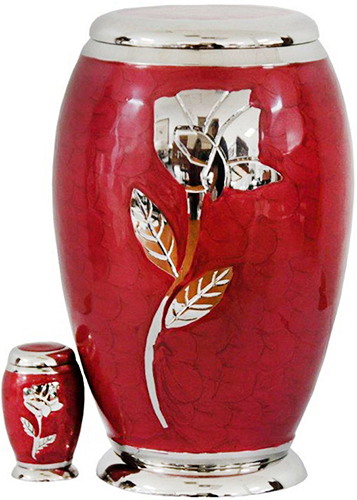 281-A - Brass Urn<br>Red with Rose