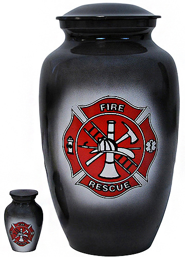 303-A - Brass Urn<br>Black/Red/w<br>Fire Rescue