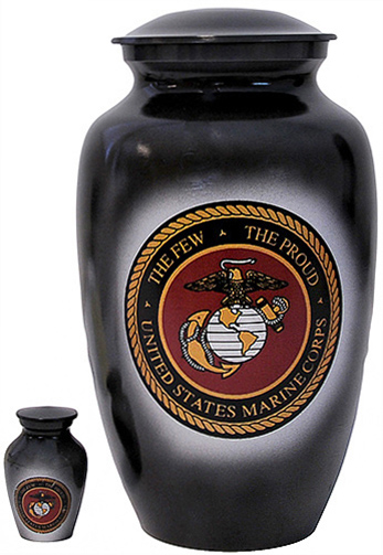 306-A - Brass Urn<br>Black/w<br>Marine Corps