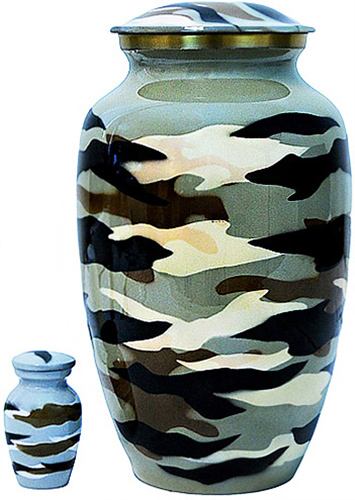 320-A - Brass Urn<br>Blue Camouflage/w<br>Gold Trim