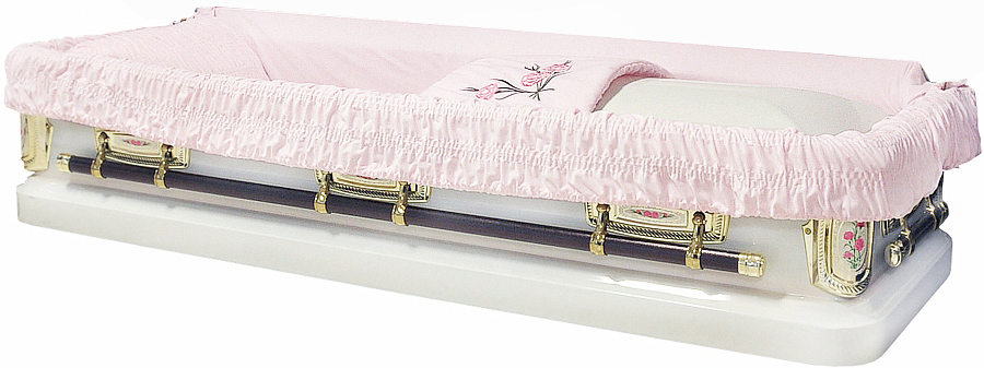4625- Primrose Priest Casket 18 ga <br> Pink Interior w/ Foot Panel <br> Gold Hardware