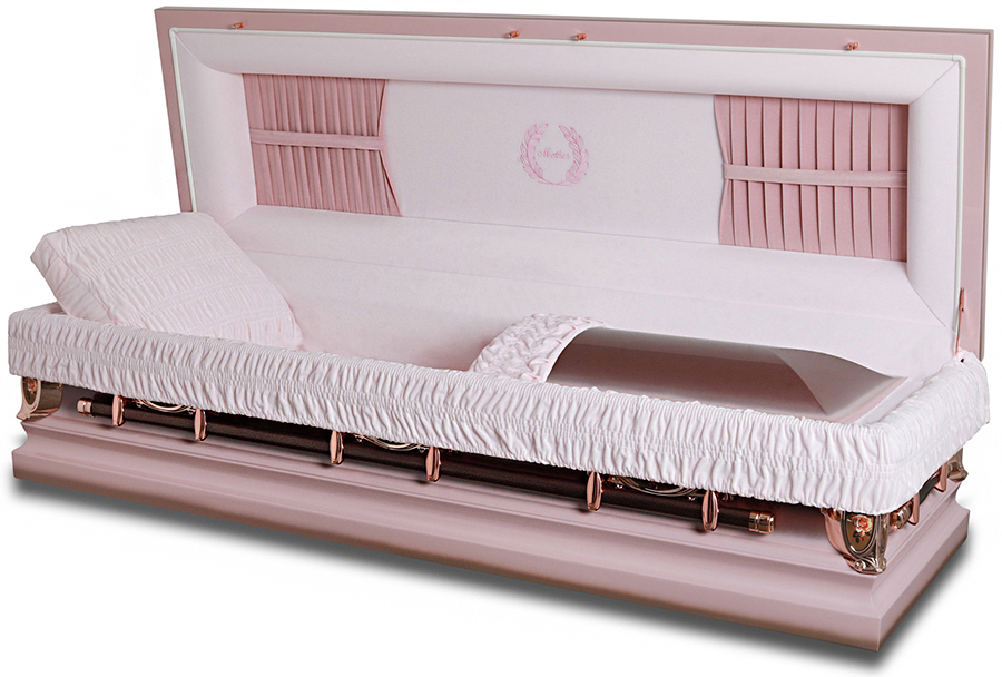 4743-FC 18ga - Full Couch Two-toned Light Pink/ Dark Pink <br>Pink Velvet Interior, Rose Gold Hardwa
