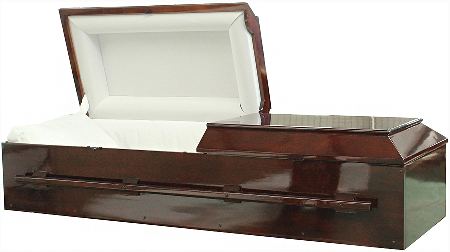 4833 - Solid Poplar Casket<br>(Not Jewish, Has Metal)<br>White Crepe lining