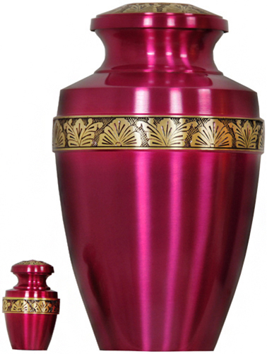 067-A - Brass Urn<br>Pink,Purple/w Gold<br>Trim