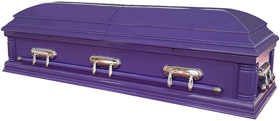7376 - Solid Poplar Wood, Purple Finish <br>  White Velvet Interior, High Gloss <br> Silver Hardware