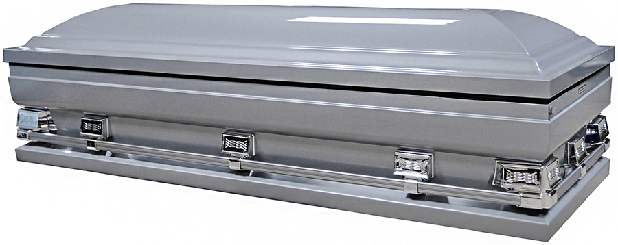 9371-33  Full Couch Silver Casket<br>White Crepe Interior w/ Foot Panel<br> 32