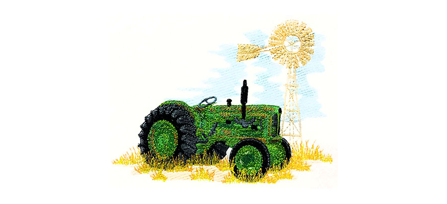 591-A-Green Tractor On Grass Head Panel
